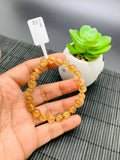 Golden Rutile Round Bracelet • 8.5 mm Size • Code B8 • 4A Quality • Natural Rutilated Quartz Bracelet