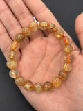 Golden Rutile Bracelet •10mm Size • Code Q4• Weight 24.9 gm - 4A Quality • Natural Rutilated Quartz Bracelet