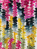 Multi sapphire faceted Drop 3X5mm Size - AAA Quality - 17 Inch length - Natural Multi sapphire Briolette, weight 86 ct per strand