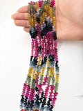 Multi sapphire faceted Drop 3X5mm Size - AAA Quality - 17 Inch length - Natural Multi sapphire Briolette, weight 86 ct per strand