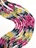 Multi sapphire faceted Drop 3X5mm Size - AAA Quality - 17 Inch length - Natural Multi sapphire Briolette, weight 86 ct per strand