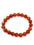 Sunstone Bracelet 9.5 mm size- Code #U7 -AAA Quality -Weight 24.4 gm Natural Sunstone Round Bracelet - Length 7.5 Inch