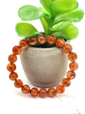 Sunstone Bracelet 9.5 mm size- Code #U10 -AAA Quality -Weight 24.9 gm Natural Sunstone Round Bracelet - Length 7.5 Inch