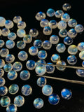 Rainbow Moonstone Cabs 6 mm - Pack of 5 Pcs - 5A Quality - Blue Fire Moonstone Cabochons-