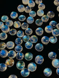 Rainbow Moonstone Cabs 6 mm - Pack of 5 Pcs - 5A Quality - Blue Fire Moonstone Cabochons-
