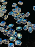 Rainbow Moonstone Oval Cabs 5x7 mm - Pack of 5 Pcs- 5A Quality- Blue Flash Moonstone Cabochons