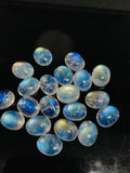 Rainbow Moonstone Oval Cabs 8x10 mm - Pack of 2 Pcs- 5A Quality- Blue Flash Moonstone Cabochons