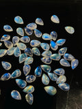 Rainbow Moonstone Pear Cabs 5X6/ 5x7/ 5x8/ 5-5.5X7-8 mm - Pack of 4 Pcs - 5A Quality - Blue Flash Moonstone Cabochons