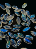 Rainbow Moonstone Marquise Cabs 3-3.5x6-7.5 mm - Pack of 10 Pcs -5A Quality- Blue Fire Moonstone Cabochons