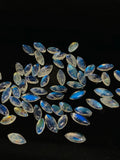 Rainbow Moonstone Marquise Cabs 4-5x10-11 mm - Pack of 4 Pcs- 5A Quality - Blue Fire Moonstone Cabochons
