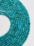 Turquoise heishi shape 7-8mm Size, Natural Turquoise beads, Length 16" Grade AAA ,Blue Turquoise, Hubei mines.