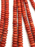 Coral Rondelle beads 6-14 size - Length 16 Inch - Natural Coral Roundel beads. graduated size 6-14mm.