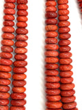 Coral Rondelle beads 6-14 size - Length 16 Inch - Natural Coral Roundel beads. graduated size 6-14mm.