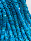 Turquoise Howlite Heishi Beads 6.5 mm - Length 14 " - AAA Quality- Dyed Turquoise Heishi Tyre Beads