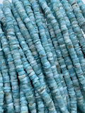 Larimar Faceted Heishi Beads - 4-4.5 / 5.5-6 mm - Length 16 Inch -AAA Quality - Larimar Heishi/tyre Beads