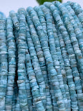 Larimar Faceted Heishi Beads - 4-4.5 / 5.5-6 mm - Length 16 Inch -AAA Quality - Larimar Heishi/tyre Beads