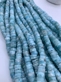 Larimar Faceted Heishi Beads - 6.5 / 7 mm - Length 16 Inch -AAA Quality - Larimar Heishi/tyre Beads