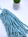 Larimar Faceted Heishi Beads - 6.5 / 7 mm - Length 16 Inch -AAA Quality - Larimar Heishi/tyre Beads
