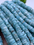 Larimar Faceted Heishi Beads - 6.5 / 7 mm - Length 16 Inch -AAA Quality - Larimar Heishi/tyre Beads