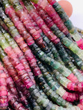 Tourmaline Faceted Heishi Beads 5 / 5.5 mm - AAA Quality - Length 16 Inch - Natural Tourmaline Heishi Tyre Beads