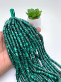 Malachite Faceted Heishi Beads - 6 mm- Length 16'' - AAA Quality- Natural Malachite Heishi Tyre Beads