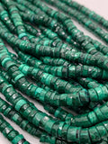 Malachite Faceted Heishi Beads - 6 mm- Length 16'' - AAA Quality- Natural Malachite Heishi Tyre Beads
