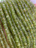 Peridot Faceted Heishi Beads- Size 5/ 5.5-6 MM - Length 16 Inch - Natural Peridot Heishi Tyre Beads