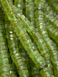 Peridot Faceted Heishi Beads- Size 5/ 5.5-6 MM - Length 16 Inch - Natural Peridot Heishi Tyre Beads