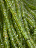 Peridot Faceted Heishi Beads- Size 5/ 5.5-6 MM - Length 16 Inch - Natural Peridot Heishi Tyre Beads