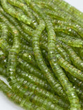 Peridot Faceted Heishi Beads- Size 5/ 5.5-6 MM - Length 16 Inch - Natural Peridot Heishi Tyre Beads