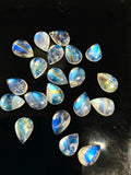 Rainbow Moonstone Pear Cabs 6X9 / 7X9-10/ 7-7.5X10 mm - 5A Quality - Blue Flash Moonstone Cabochons