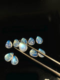 Rainbow Moonstone Pear Cabs 8X10 mm - Pack of 2 Pcs - 5A Quality - Blue Flash Moonstone Cabochons