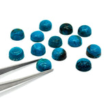 Blue Opalina Round Cabs - 7 mm Size - Pack of 6 Pc- Natural Opalina Cabochons - Origin Peru- AAA Quality