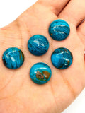 Blue Opalina Round Cabs - 13 mm Size - Pack of 1 Pc- Natural Opalina Cabochons - Origin Peru- AAA Quality