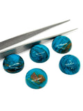 Blue Opalina Round Cabs - 13 mm Size - Pack of 1 Pc- Natural Opalina Cabochons - Origin Peru- AAA Quality