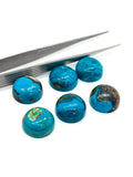 Blue Opalina Round Cabs - 15 mm Size - Pack of 1 Pc- Natural Opalina Cabochons - Origin Peru- AAAA Quality