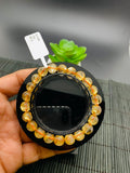 Golden Rutile Round Bracelet • 8.5 mm Size • Code B15 • 4A Quality • Natural Rutilated Quartz Bracelet
