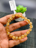 Golden Rutile Round Bracelet • 8.5 mm Size • Code B15 • 4A Quality • Natural Rutilated Quartz Bracelet