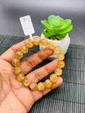 Golden Rutile Round Bracelet • 11 mm Size • Code B22 • 4A Quality • Natural Rutilated Quartz Bracelet