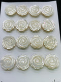 White MOP Carving Flower Cabs • 12/14/16 mm Size • Pack of 2 pieces • AAA Quality • Mother of Pearl Cabochons