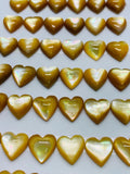 Yellow MOP Heart Cabs • 10 mm Size • Pack of 4 pcs • AAA Quality • Mother of Pearl Cabochons