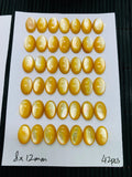 Yellow MOP Oval Cabs • 8x10/ 8x12 mm Size • AAA Quality • Mother of Pearl Cabochons