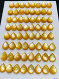 Yellow MOP Pear Cabs • 7x9 mm Size • Pack of 5 pcs • AAA Quality • Mother of Pearl Cabochons