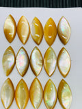 Yellow MOP Marquise Cabs •11x25 mm Size • Pack of 2 pcs • AAA Quality • Mother of Pearl Cabochons