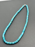 Turquoise Heishi necklace, Silver claps. Size 6mm-AAA Quality -100 % Natural Turquoise, Length 16 inch each, hand knotted in center .
