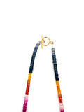 Multi sapphire faceted Necklace with 14K gold toggle clasp , Fine quality beads , Length 17 Inch, origin Tanzania, size 3.5mm