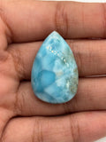 Larimar Cabochon. CODE L11-L15 • AAA Quality • Natural Larimar Pear Cabochon • Larimar Cabs, half drill from Top
