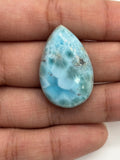 Larimar Cabochon. CODE L11-L15 • AAA Quality • Natural Larimar Pear Cabochon • Larimar Cabs, half drill from Top