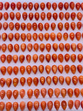 Spiny Oyster Shell Pear Cabs • 3x5 mm Size • Pack of 5 Pcs • Orange Color • AAA Quality • Natural Shell Cabochon