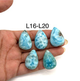Larimar Cabochon. CODE L16-L20 • AAA Quality • Natural Larimar Pear Cabochon • Larimar Cabs